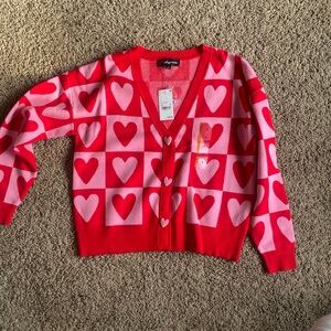Cute heart pattern cardigan ￼